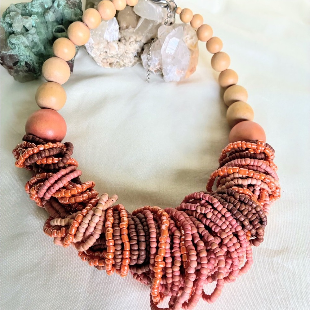 Multicolored wooden beaded necklace with a boho vibe #boho #festival #summer
